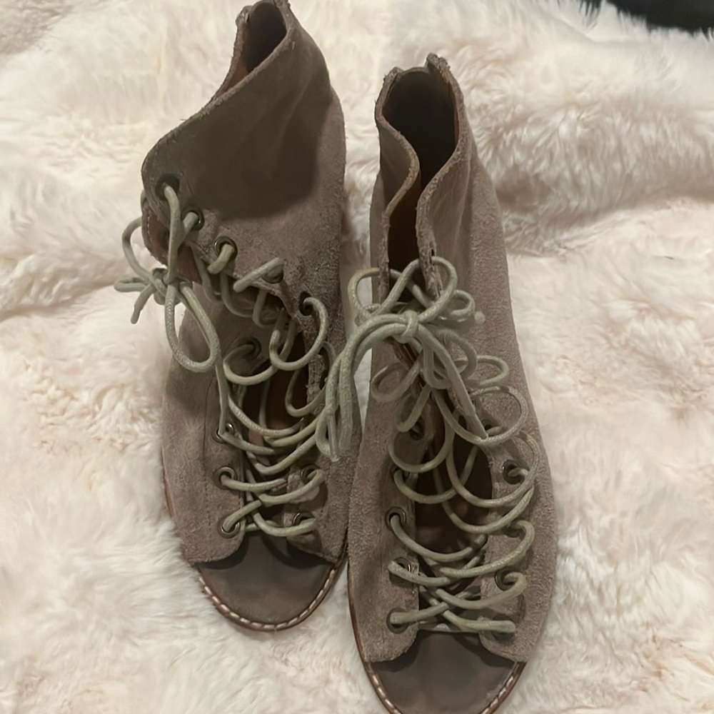 Jeffrey Campbell suede lace up wedge